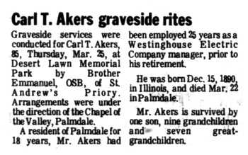 Akers, Carl T. obituary