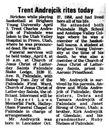 Andrejcik, Trent Charles obituary