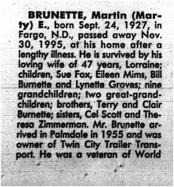 Brunette, Martin Edward obituary