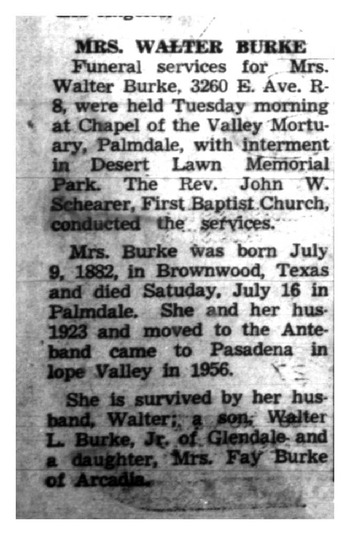 Burke, Minnie Jane obituary