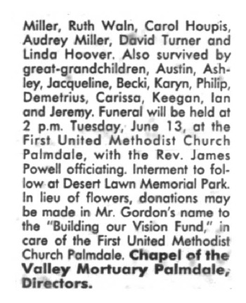 Gordon, John Shelton obituary