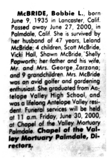 McBride, Bobbie Jean obituary