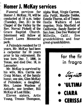 McKay, Homer John obituary