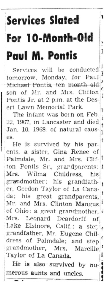 Pontis, Paul Michael obituary
