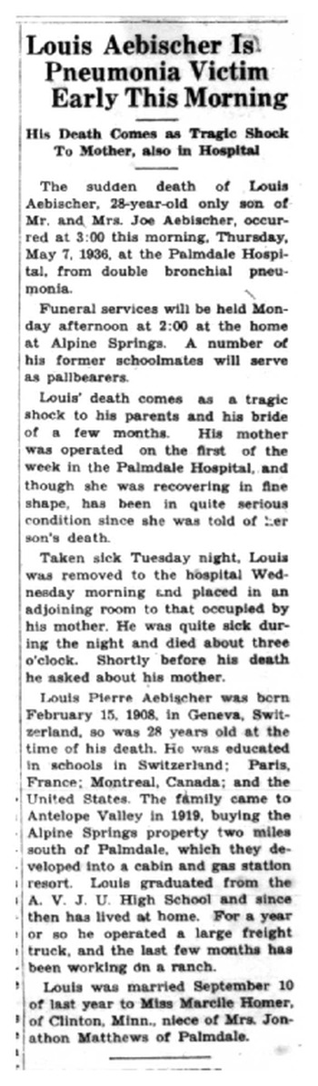Aebischer, Louis Pierre Joseph obituary