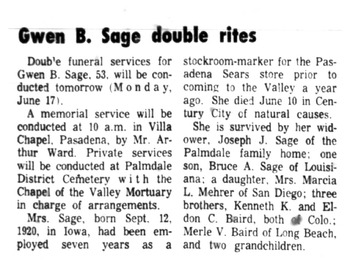 Sage, Gwendolyn Day obituary