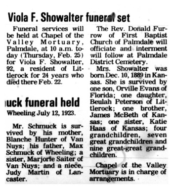 Showalter,   Viola Fidelia obituary