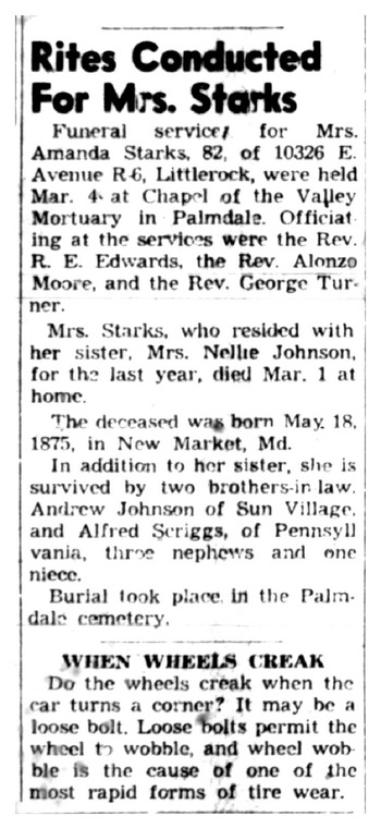 Starks, Amanda obituary