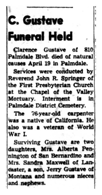 Gustave, Clarence Jim obituary